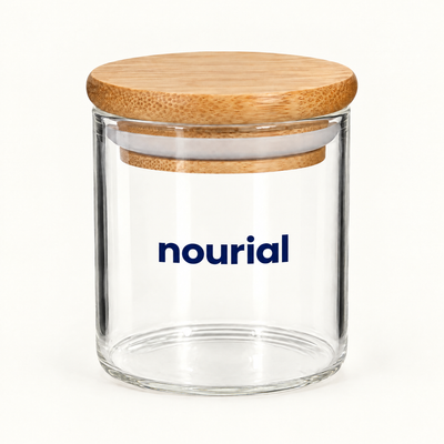 Nourial glass storage jar with bamboo lid