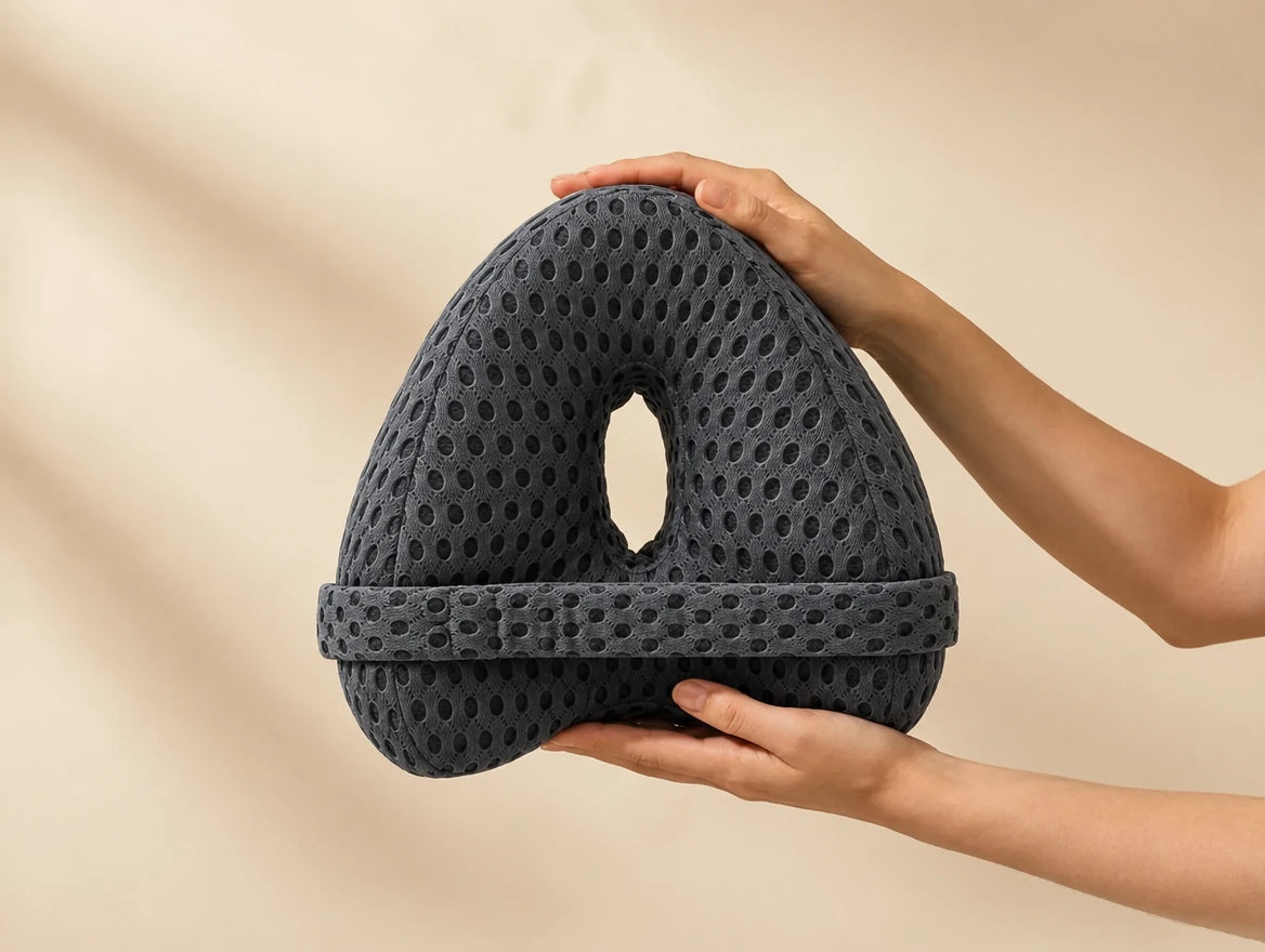 Nourial Knee Alignment Pillow with charcoal 4D mesh cover