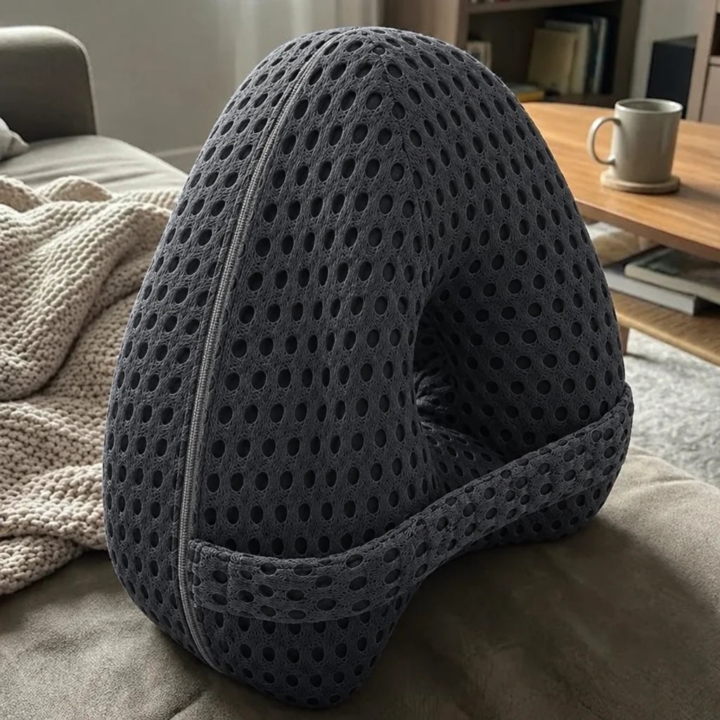 Nourial Knee Alignment Pillow with charcoal 4D mesh cover