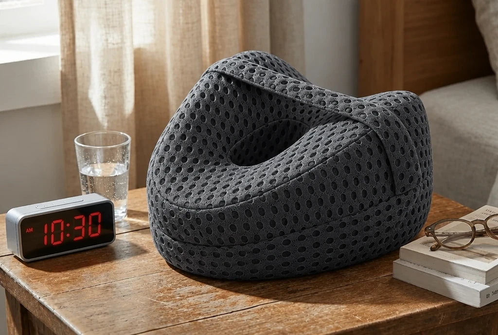 Nourial Knee Alignment Pillow with charcoal 4D mesh cover