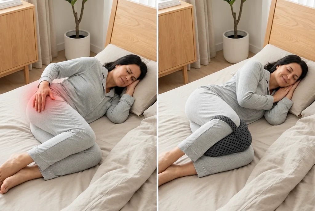 Nourial Knee Alignment Pillow with charcoal 4D mesh cover