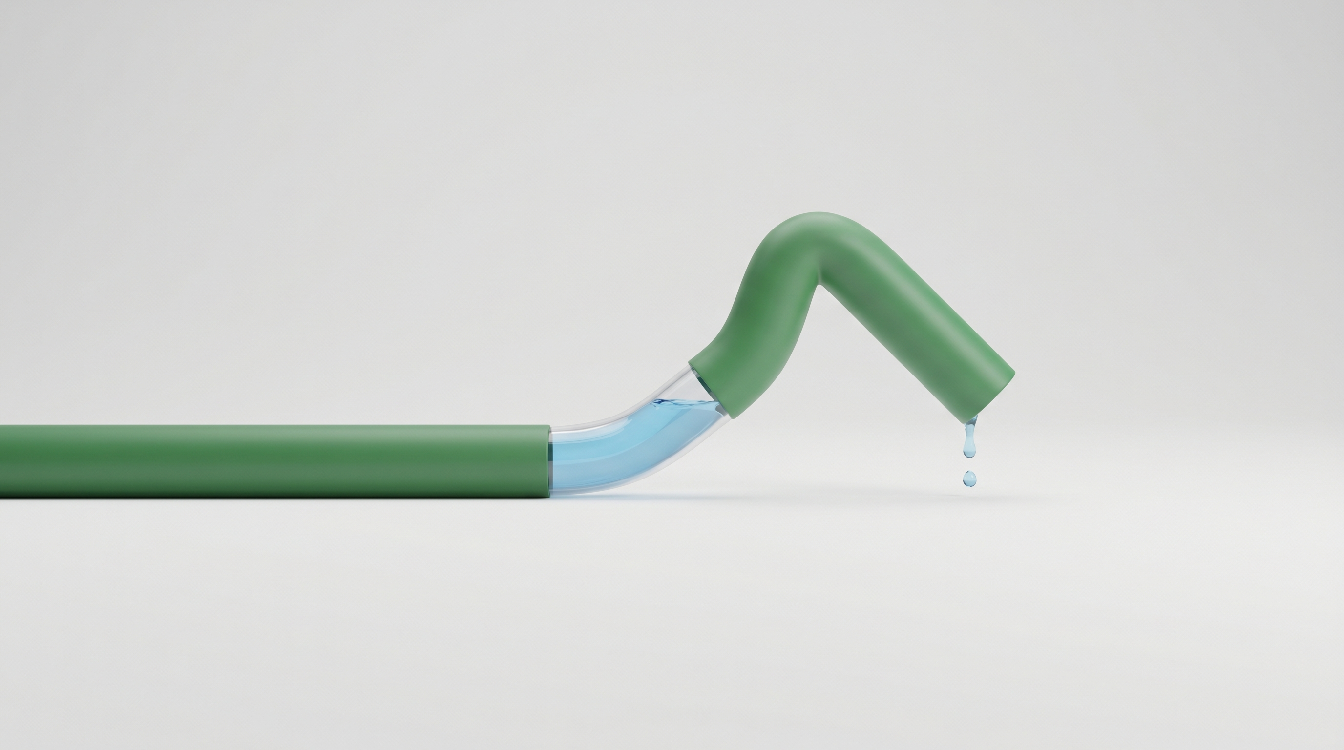 A kinked garden hose
