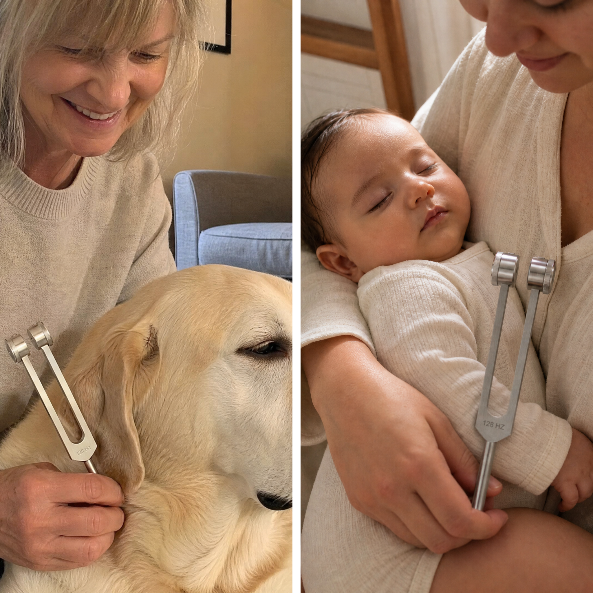 The vibration calming a pet and a baby