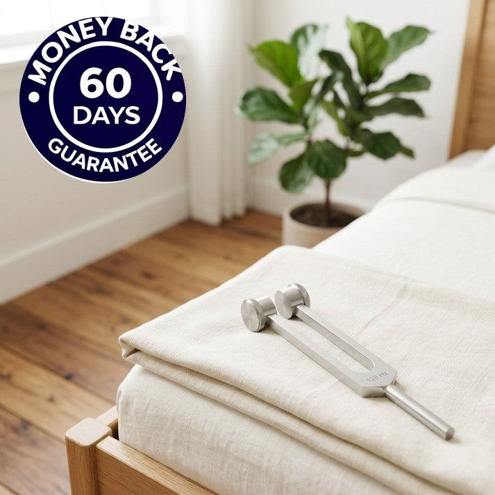 60-day money-back guarantee on the Nourial 128 Hz Healing Instrument