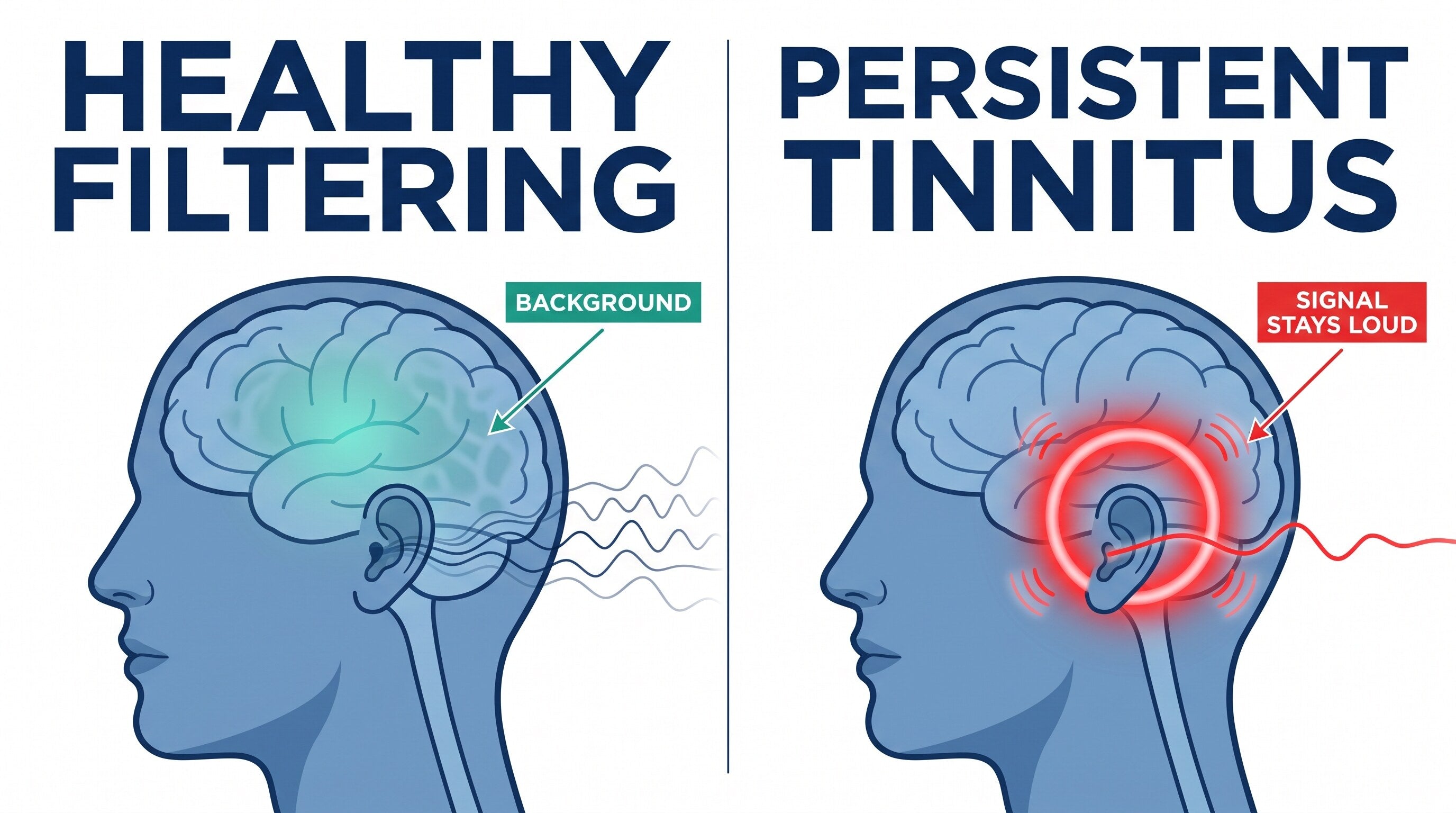 Healthy sensory filtering compared with persistent tinnitus