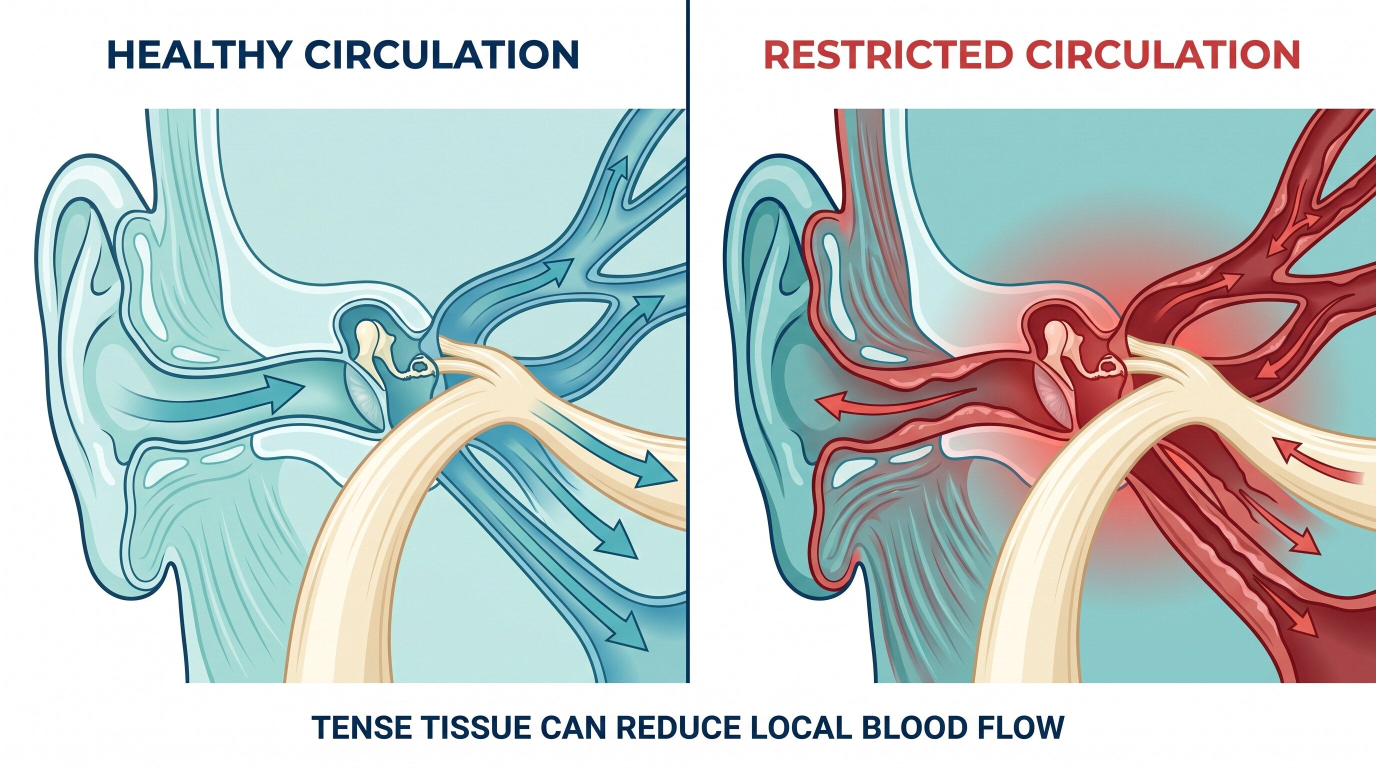 Healthy auditory nerve circulation compared with restricted circulation