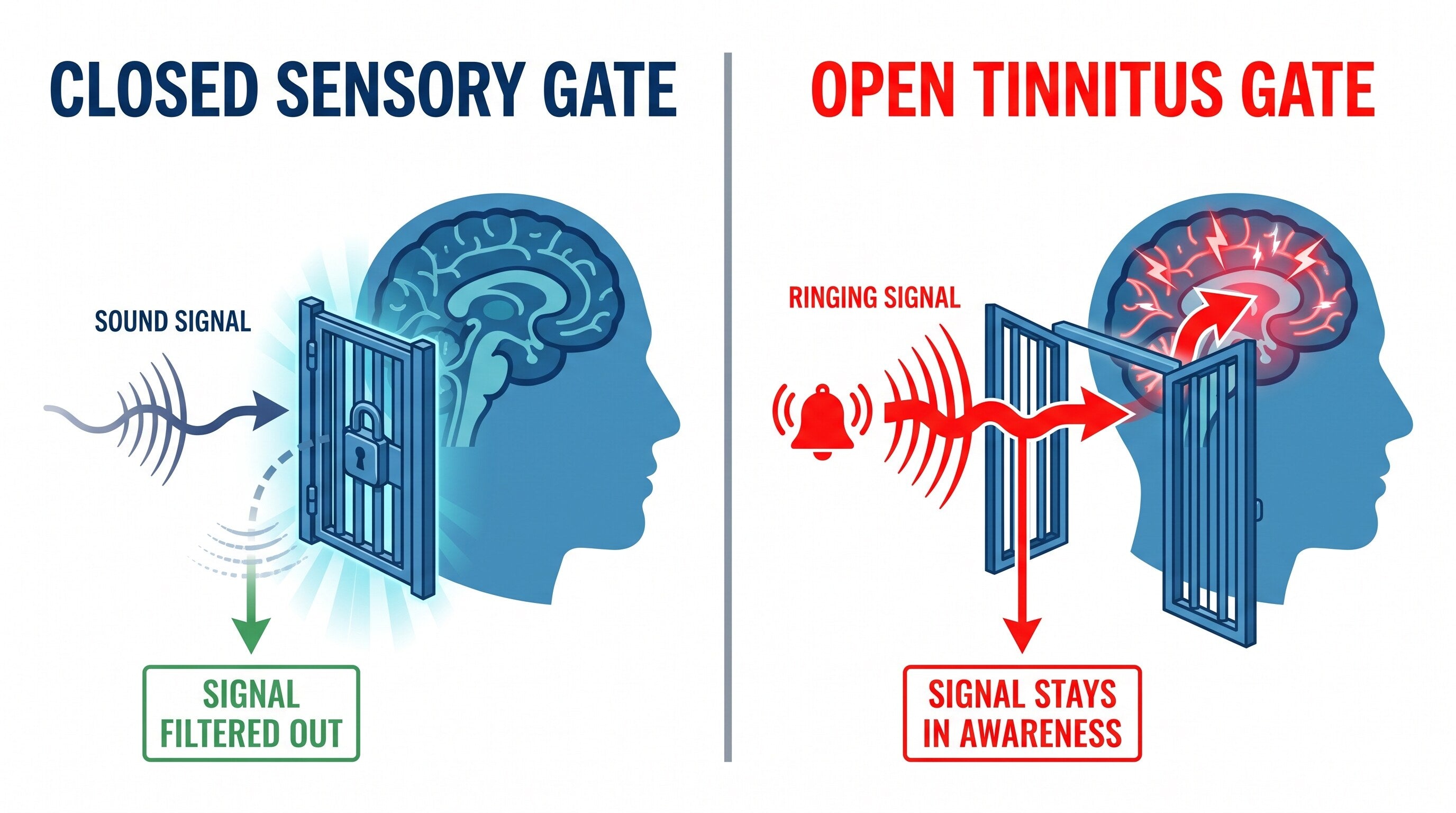 A closed sensory gate compared with the open tinnitus gate