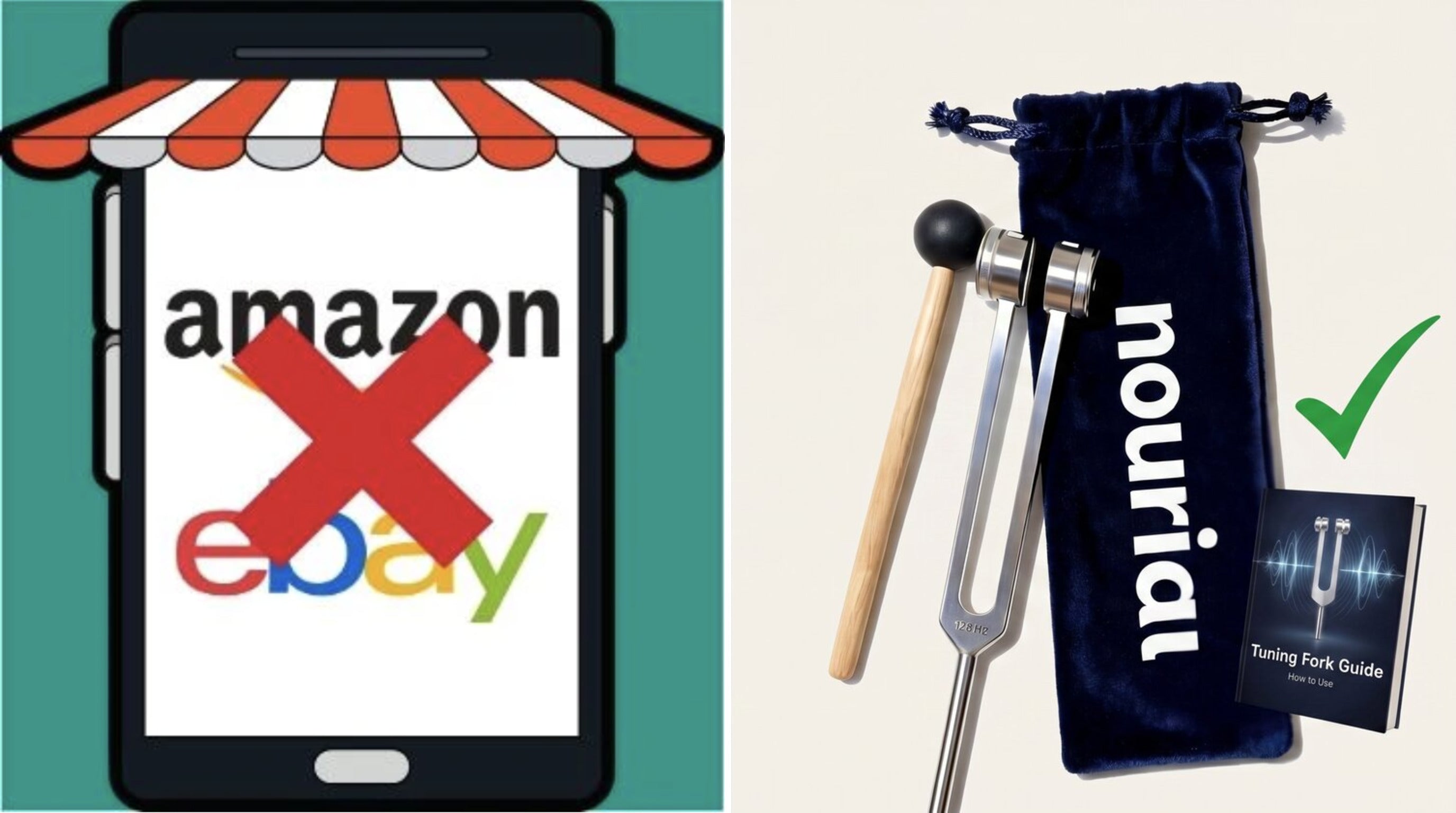 Amazon and eBay marketplace listings compared with the authentic Nourial instrument