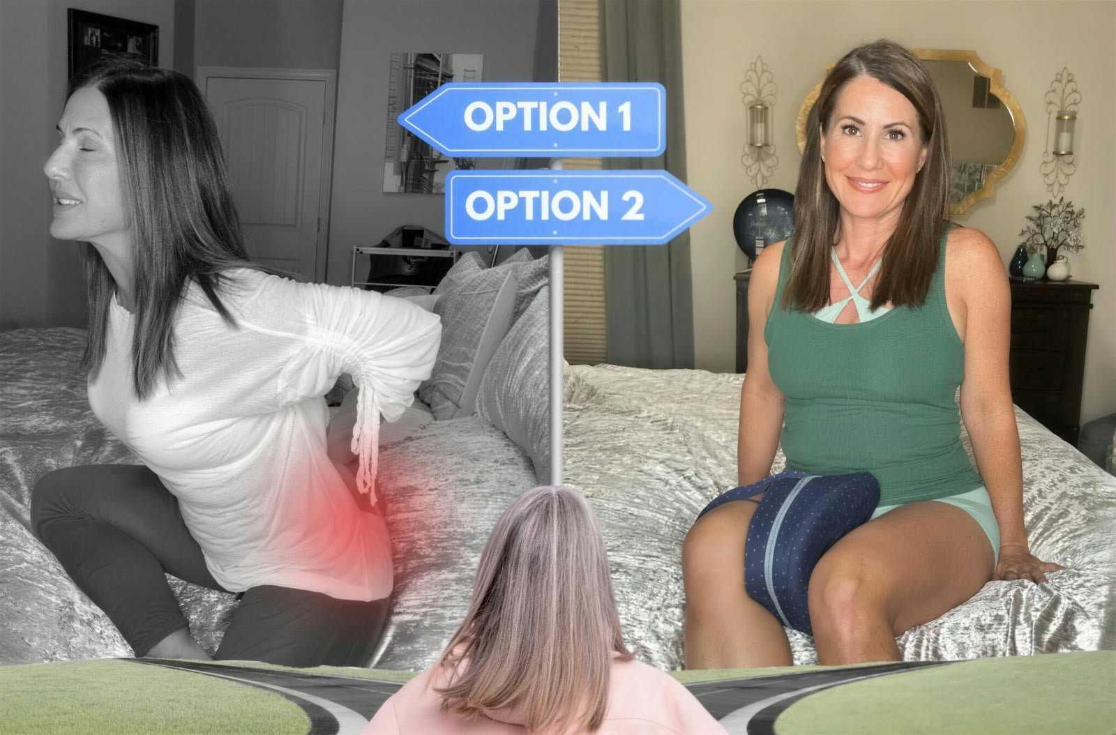 Option 1: keep waking up in pain. Option 2: sleep aligned with the Nourial pillow.